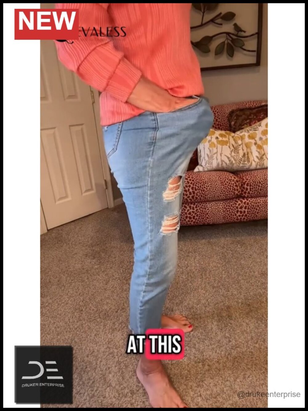High Waisted Tummy Control Straight Ankle Ripped Jeans Stretchy Distressed - Picture 6 of 6